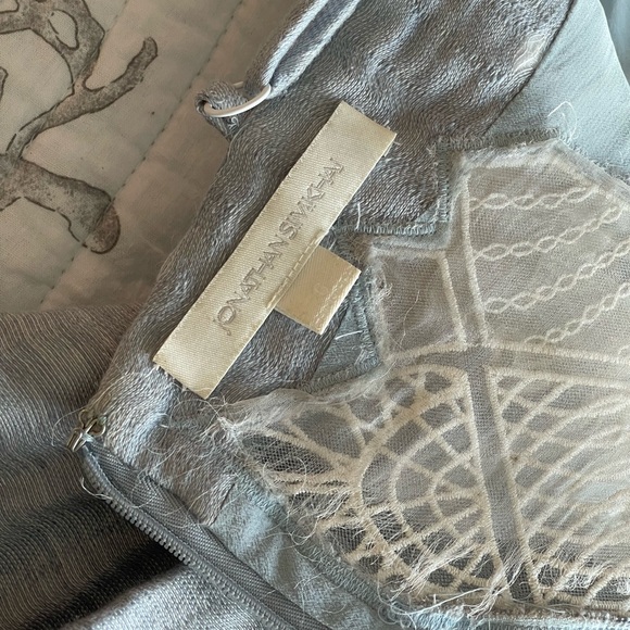 Jonathan Simkhai Elegant Grey Dress with Lace Detail - Picture 6 of 6